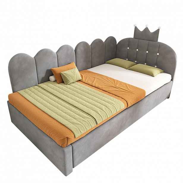 CHICFURN VÝSUVNÁ POSTEL 90/200 cm & 90/190 cm v šedé barvě se sametovým čalouněním
