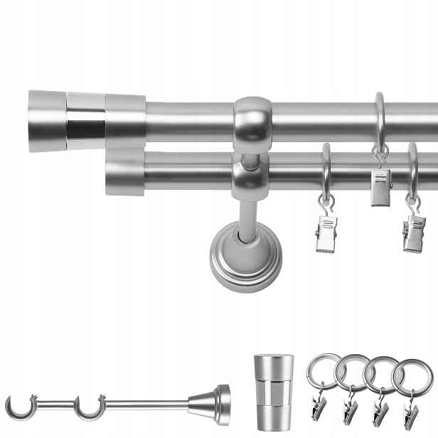 Garnýž Kovový Dvojitý 120 CM 19/19 MM Chrom Mat Doris Kolečka Na Žabky