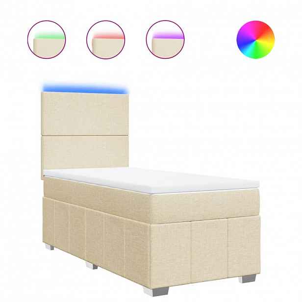 vidaXL Box spring postel s matrací krémová 100 x 200 cm textil