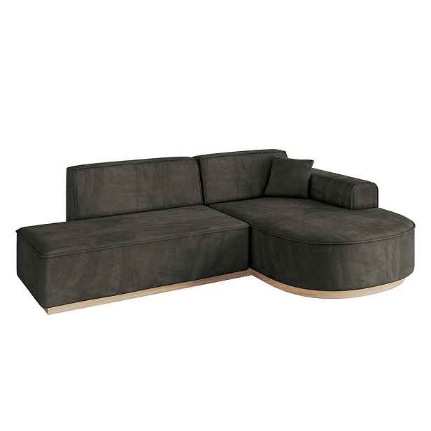ALTDECOR ROHOVÁ SEDAČKA s otomanem, pravá ARRIO-L1 243x171x83 Černá Velur