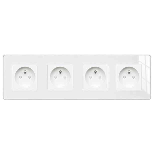 Čtyřnásobná zásuvka z bílého skla s uzemněním 4x230V Nuri B-Line