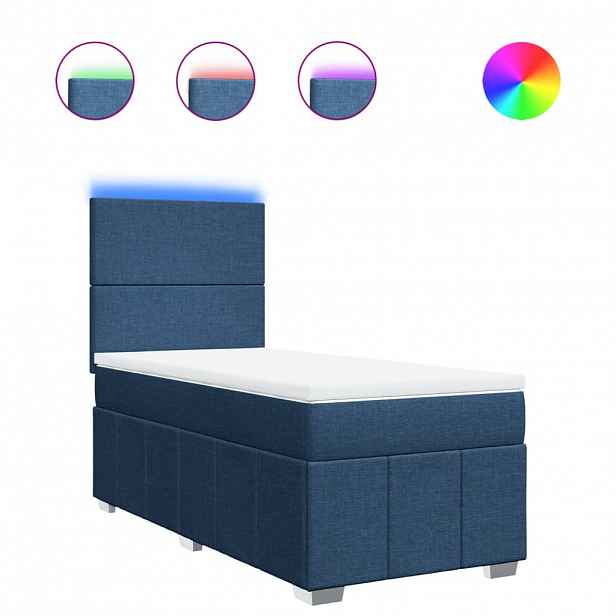 vidaXL Box spring postel s matrací modrá 100 x 200 cm textil
