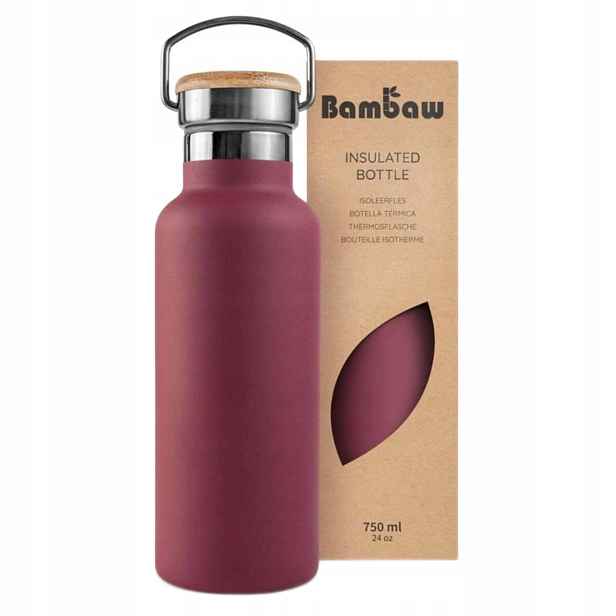 Bambaw Červená termoláhev s bambusovým uzávěrem Red Berry 750 ml