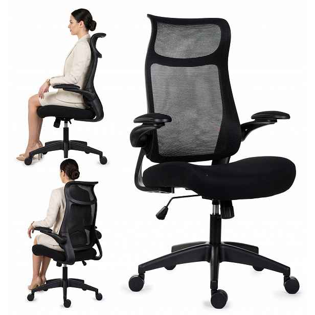Ergonomické pohodlné kancelářské křeslo s nastavitelnými područkami, síťovaná tkanina