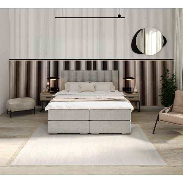 FDM Manželská postel LINCOLN Boxspring | šedá 180 x 200 cm