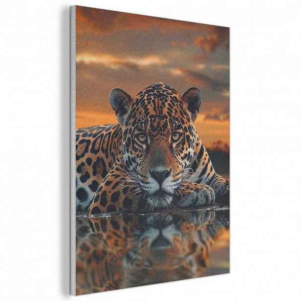 MuchoWow AKUSTICKÝ obraz Příroda - Leopard - Zvíře - Západ slunce - Moderní 70x100 cm