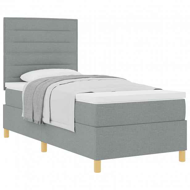 vidaXL Postel s boxspringem s matrací Světle šedá 90 x 190 cm textil