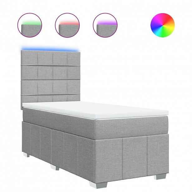 vidaXL Box spring postel s matrací světle šedý 100 x 200 cm textil