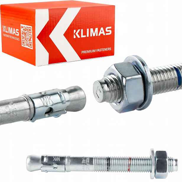 Kotvy do betonu ocelové M16 x 145 mm 20 ks mechanické Klimas Le-zn