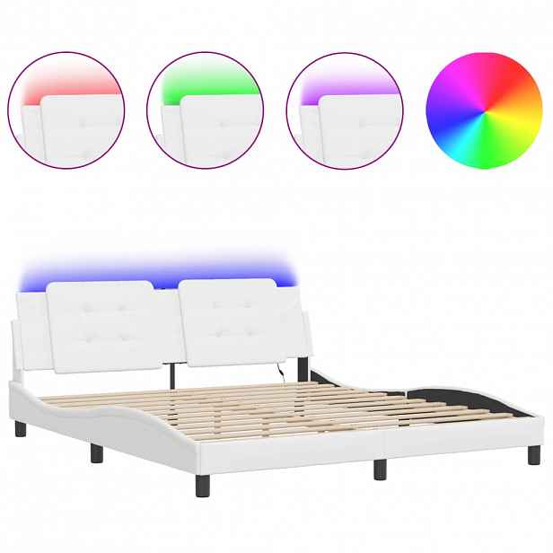 vidaXL Rám postele s LED bez matrace Zadar bílý 180 x 200 cm