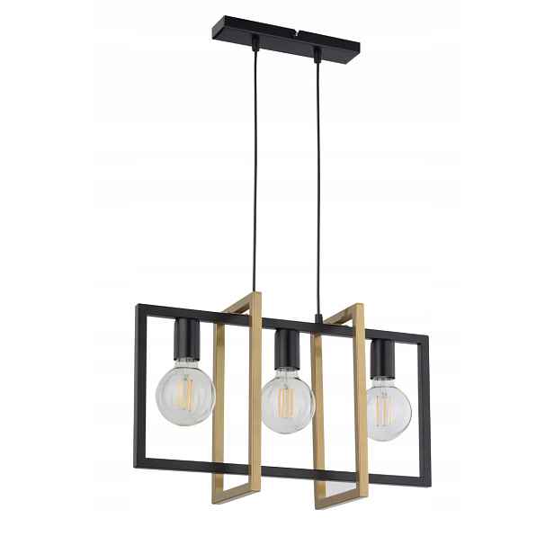 Dekorativní geometrická závěsná lampa loft černá zlatá trojitá Sigma