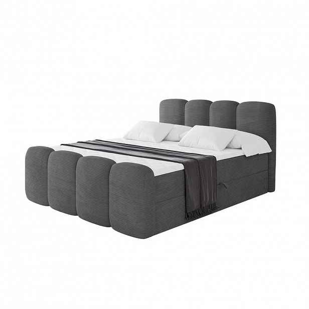 ALTDECOR AMERICKÁ postel s matrací H4 a lamelovým roštem – NINA-Z – 140 × 200 cm – tmavě šedá