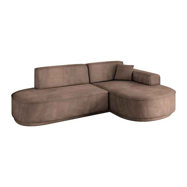 ALTDECOR ROHOVÁ SEDAČKA s otomanem, pravá MARI-L1-v3 243x171x83 Hnědá Velur