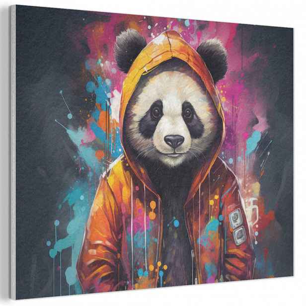 MuchoWow AKUSTICKÝ obraz Panda - Bunda - Graffiti - Oranžová 100x70 cm