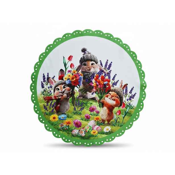 Velikonoční dekorační ozdobný ubrousek BUNNY FRIENDS Ø 30 cm Mybesthome