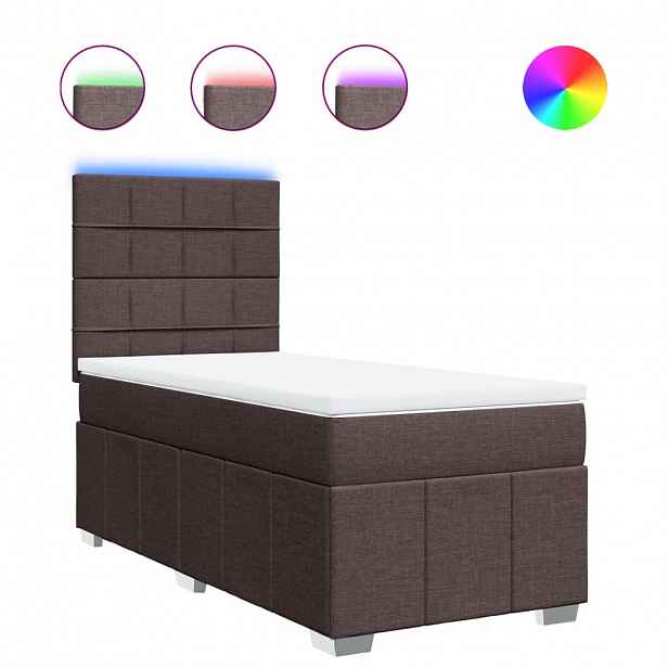 vidaXL Box spring postel s matrací tmavě hnědá 100 x 200 cm textil
