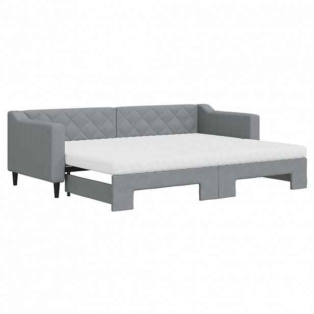 vidaXL Válenda s přistýlkou a matracemi světle šedá 80 x 200 cm textil