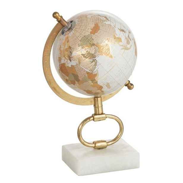 Glóbus na kovové zlaté noze Marble small - ∅15*27 cm J-Line by Jolipa