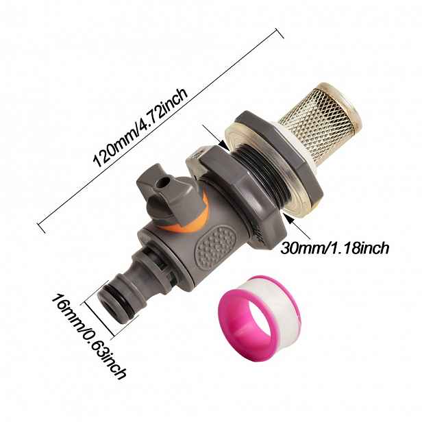 TEMU 1 Sada konektorů pro kbelík dešťové vody, 16 mm rychlospojka, s PVC adaptérem pro průchozí spojení, - Náhradní pro nádrž na vodu s těsnicí