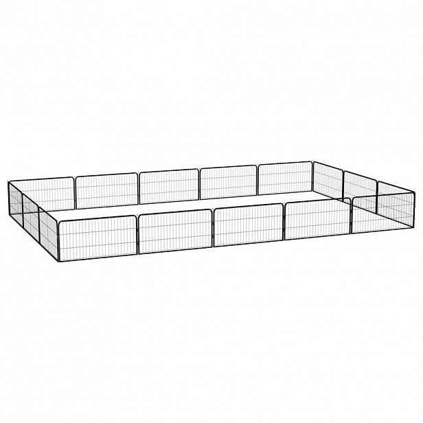 vidaXL 16panelová ohrádka pro psy černá 100 x 50 cm práškovaná ocel