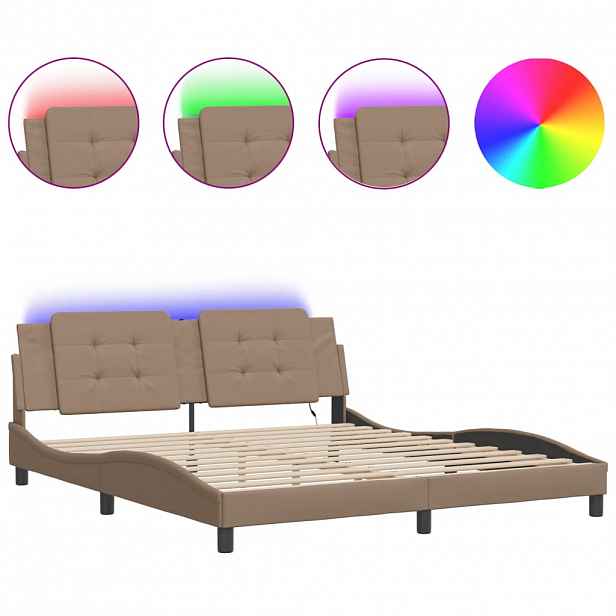 vidaXL Rám postele s LED bez matrace Zadar cappuccino 180x200 cm