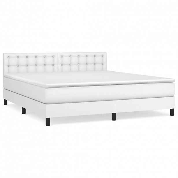 vidaXL Box spring postel s matrací bílá 180x200 cm umělá kůže