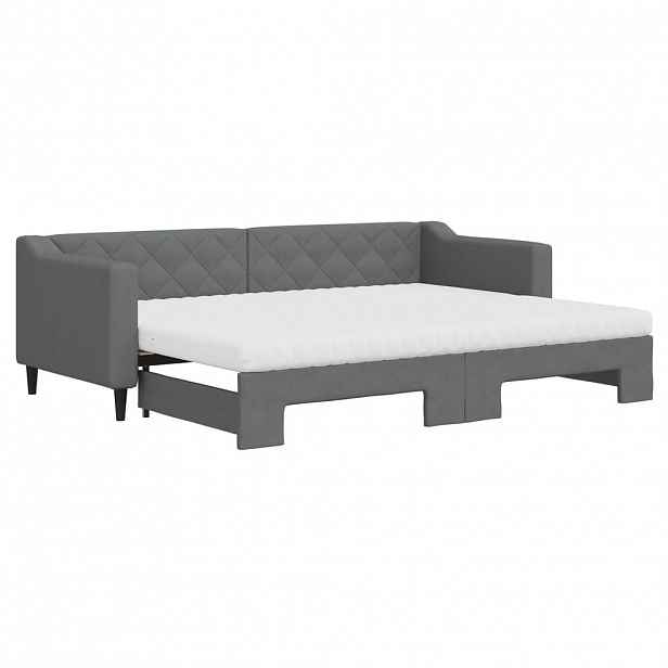 vidaXL Válenda s přistýlkou a matracemi tmavě šedá 80 x 200 cm textil