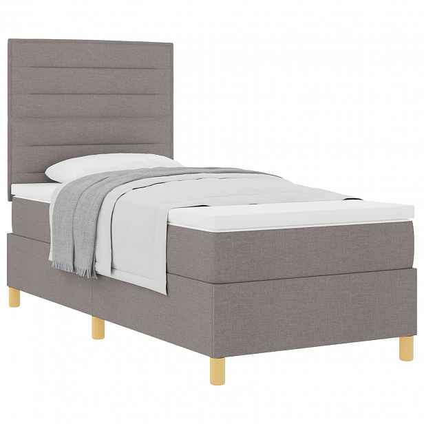 vidaXL Postel s boxspringem s čelo Taupe 90 x 190 cm textil