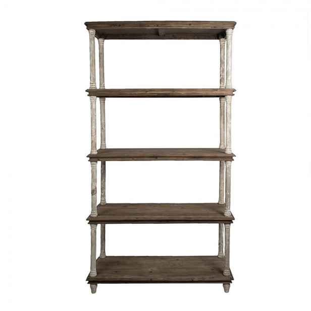Bílo-hnědý antik dřevěný konzolový regál Bookrino - 110*40*210 cm Clayre & Eef
