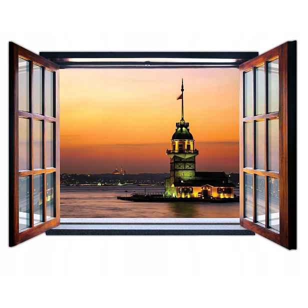 Fototapeta Istanbulská Panenská věž západ slunce perspektiva 201x145 lepidlo