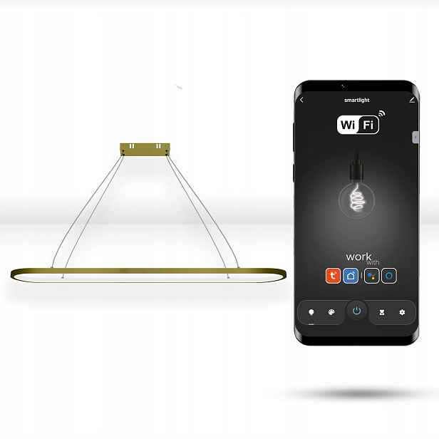 Kruhová WiFi lampa Tuya 90x20 cm Led Zlatá závěsná Elipsa 90x20 cm