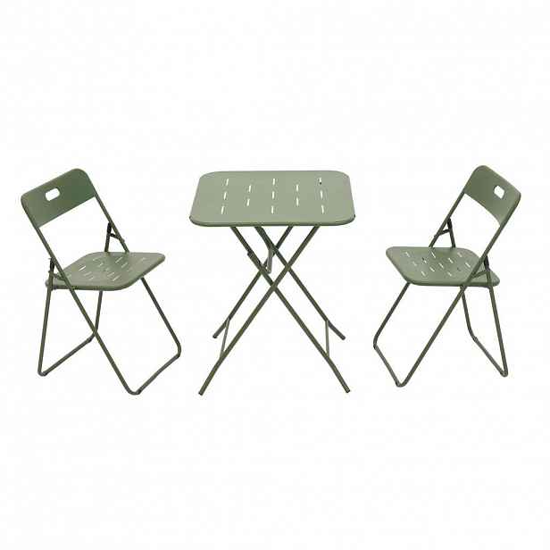 Modfu ZAHRADNÍ bistro set z oceli 60x60x73 cm zelený skládací, 2 židle a stůl s ochrannou povrchovou úpravou