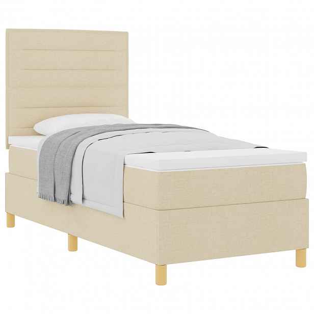 vidaXL Postel s boxspringem s matrací Krémová 90 x 190 cm textil