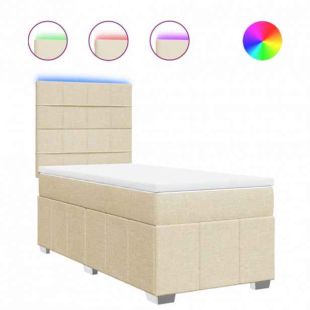 vidaXL Box spring postel s matrací krémová 100 x 200 cm textil