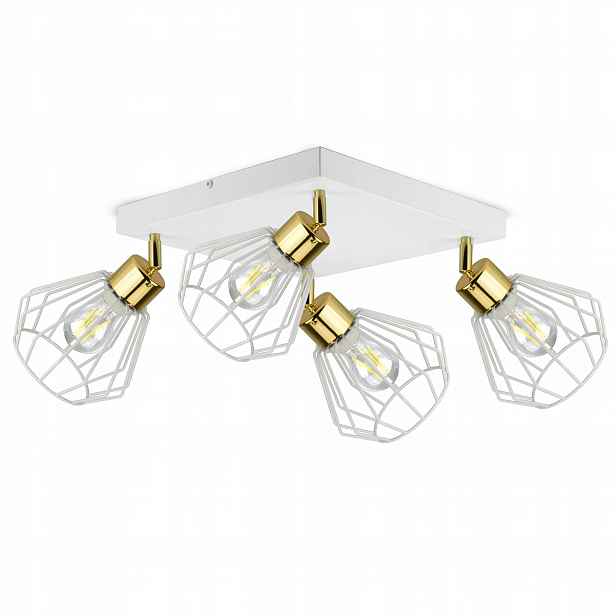 Lampa Stropní Svítidlo Lustr ve stylu Glam Bílá Zlatá Led