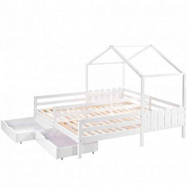 CHICFURN DĚTSKÁ POSTEL 90/200 cm & 90/200 cm v bílé barvě se 2 zásuvkami