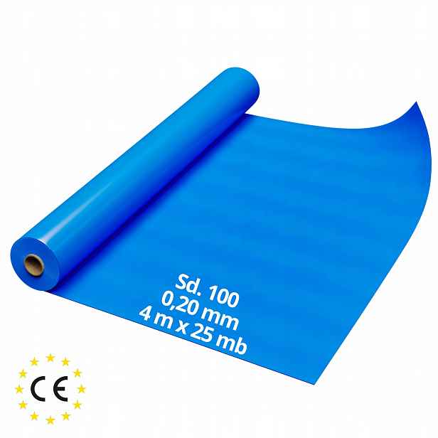 Fólie Parotěsná Modrá Parotěsná Izolace Sd100 0,2 mm 4x25 m