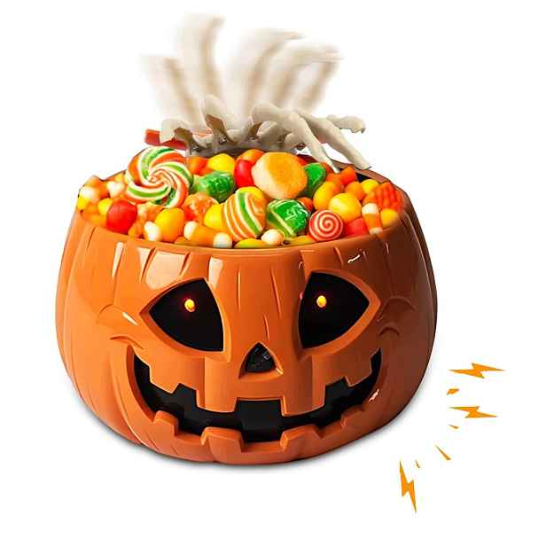 Halloweenská Miska Na Sladkosti Dýně Pohyblivá Ruka Zvuk Led Červené Oko