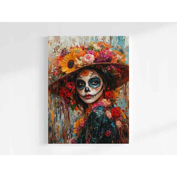 Obraz Na Plátně Canvas Portrét La Catrina Santa Muerte Folk Mexiko 60x80