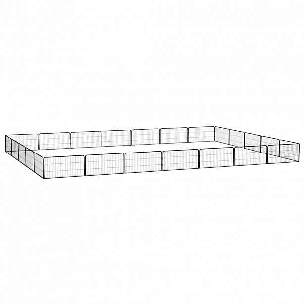vidaXL 24panelová ohrádka pro psy černá 100 x 50 cm práškovaná ocel