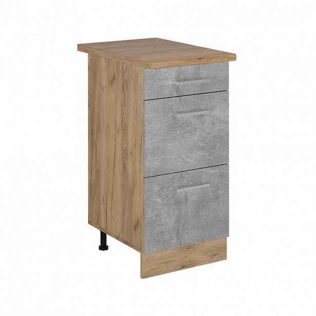 Vicco SPODNÍ SKŘÍŇKA KUCHYŇSKÉ LINKY R-Line Beton 40 cm se zásuvkami, PD Dub