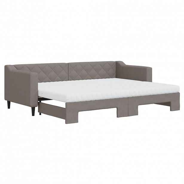 vidaXL Válenda s přistýlkou a matracemi taupe 80 x 200 cm textil