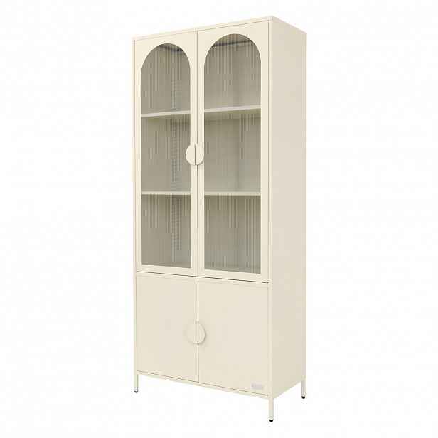 ML-DESIGN VITRÍNA 80x185x40 cm krémová z oceli se 4 dvířky