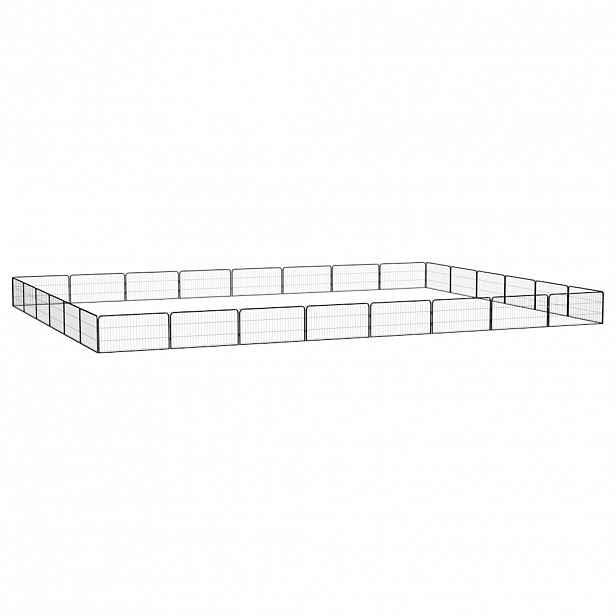 vidaXL 28panelová ohrádka pro psy černá 100 x 50 cm práškovaná ocel