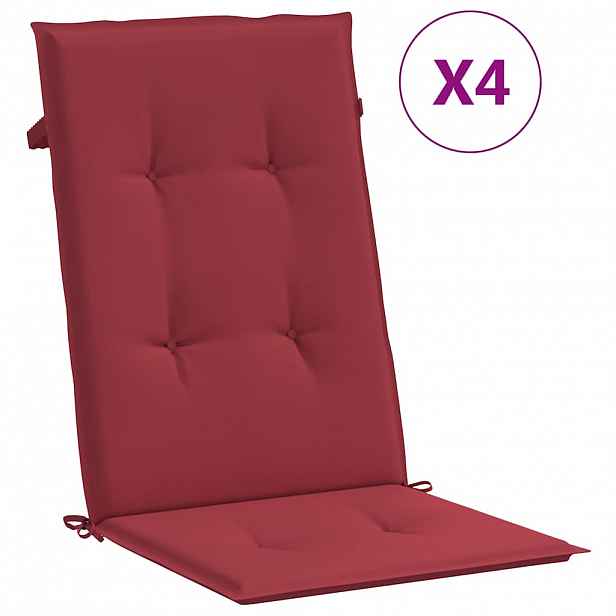 vidaXL Podušky na židli vysoké opěradlo 4 ks vínové 120x50x3 cm textil