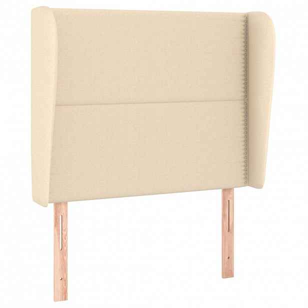 vidaXL Čelo postele typu ušák krémové 93x23x118/128 cm textil