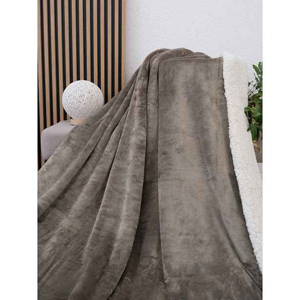 MKLuzkoviny.cz Beránková deka mikroplyš Exclusive 150 × 200 cm – Laura šedohnědá