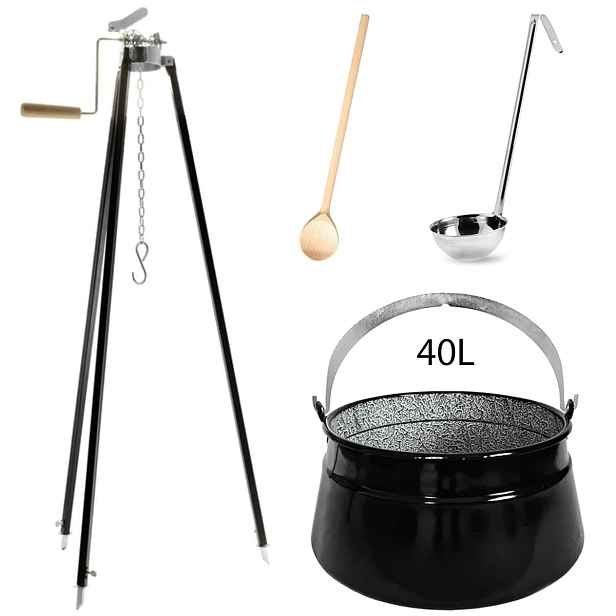 Perfect Home Kotlík s trojnožkou, vařečkou, naběračkou, 40L, 4ks, Set-120