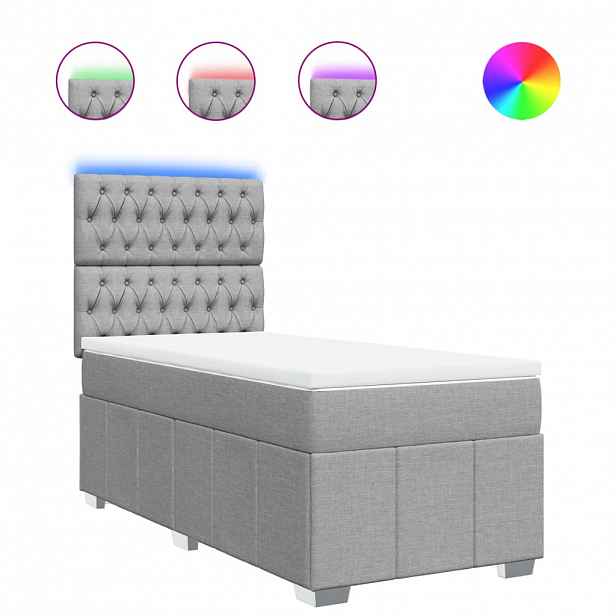 vidaXL Box spring postel s matrací světle šedý 100 x 200 cm textil
