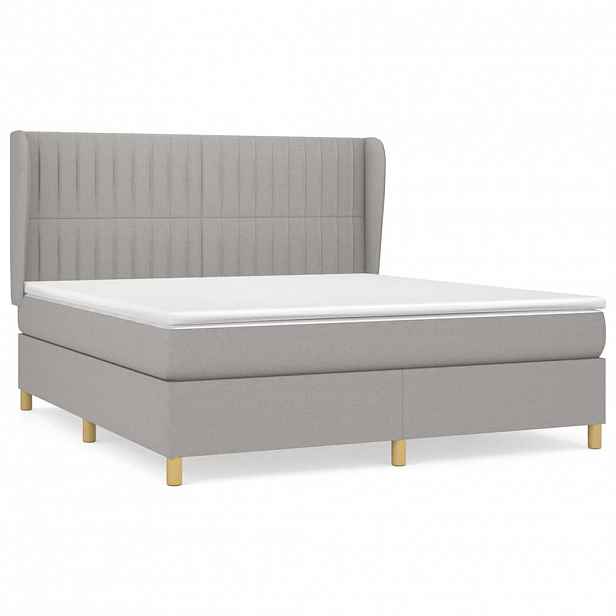 vidaXL Box spring postel s matrací světle šedá 160 x 200 cm textil